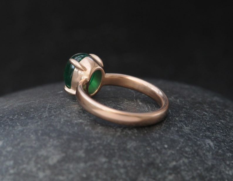Big Emerald Cabochon Ring in 18K Gold, Emerald Statement Ring, Gift for Her image 8