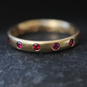 Ruby Eternity Band in 18K Gold - Ruby Wedding Ring Handmade