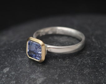 Asscher Cut Lab Sapphire Ring, Ethical Sapphire Ring, Gift For Her