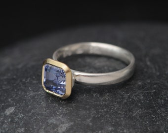 Asscher Cut Lab Sapphire Ring, Ethical Sapphire Ring, Gift For Her