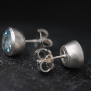 Blue Topaz Stud Earrings in Silver 7mm Stud Earrings image 4