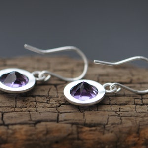 Purple Amethyst Round Drop Earrings Purple Gemstone Earrings image 3