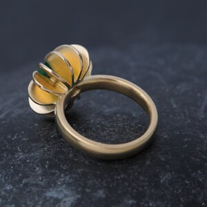 Emerald Engagement Ring in 18K Gold, Emerald Sea Urchin Ring image 4