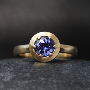 Tanzanite Ring in 18k Gold, Gift For Her, Purple Gem Gold Ring
