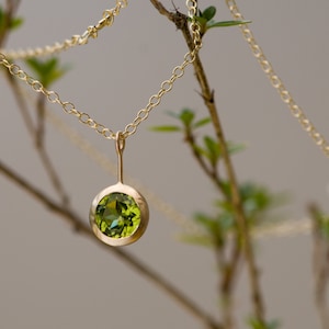 Peridot Necklace in 18K Gold, Gift For Her Green Gem Pendant image 1