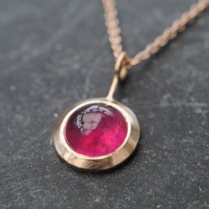 Ruby Cabochon Gold Necklace Ruby Necklace in 18k Gold image 8
