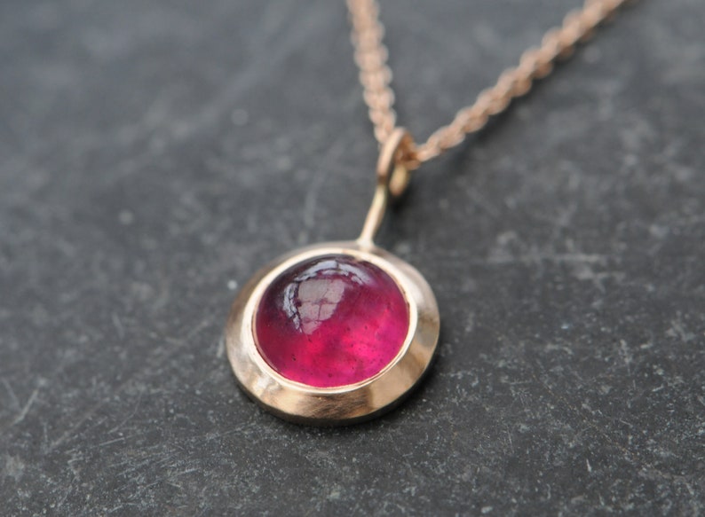 Ruby Cabochon Gold Necklace Ruby Necklace in 18k Gold image 8