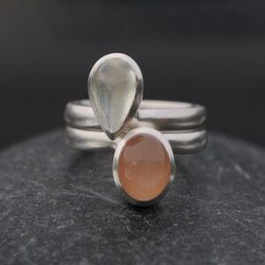 Moonstone Stacking Ring, Silver Stacking Rings, Gift For Her image 2