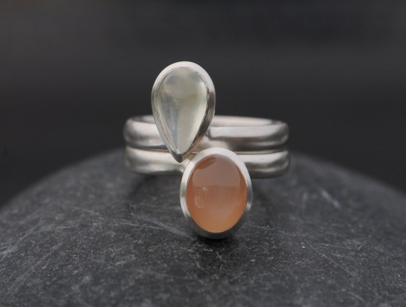 Moonstone Stacking Ring, Silver Stacking Rings, Gift For Her image 2