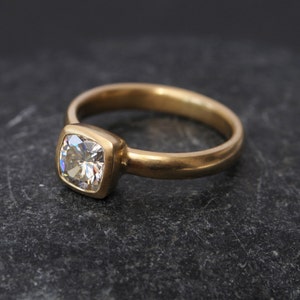 Cushion Cut Moissanite Ring 18K Gold Forever One Moissanite Engagement Ring Moissanite Solitaire Ring in Recycled Gold Engagement Ring image 3