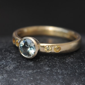 Montana Sapphire Engagement Ring in 18K Gold, Ready to Ship Engagement Ring Size 7.75