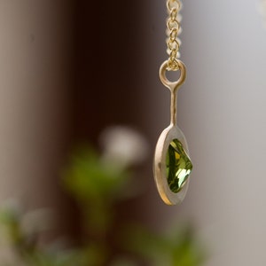 Peridot Necklace in 18K Gold, Gift For Her Green Gem Pendant image 3