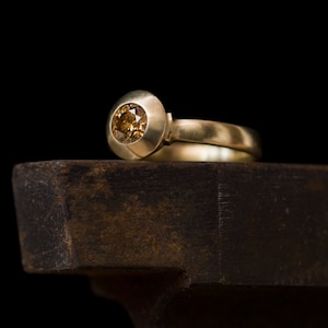 Brown Diamond Engagement Ring set in 18K Gold - Medieval Style Engagement Ring