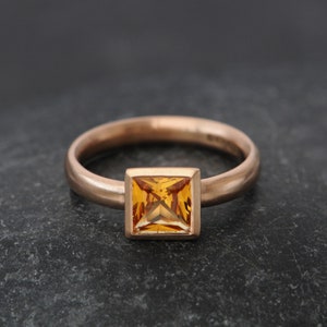 Princess Cut Yellow Sapphire Engagement Ring in 18K Gold