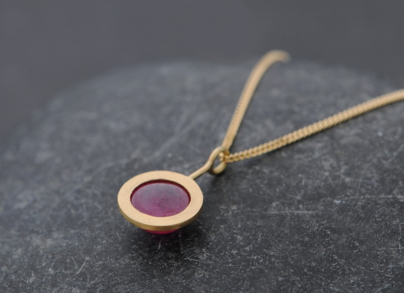 Ruby Cabochon Gold Necklace Ruby Necklace in 18k Gold image 3