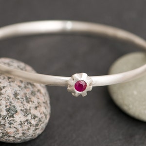 Ruby Bangle in Sterling Silver - Ruby Bracelet