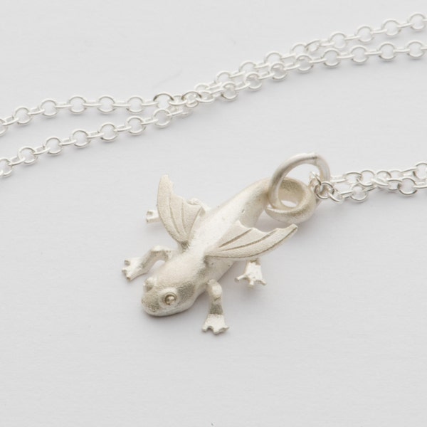 Salamander Anhänger Halskette in Silber, Glücksbringer, Geschenk für Sailor