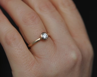 Ethical Engagement Ring, Lab Diamond Ring in 18K Rose Gold