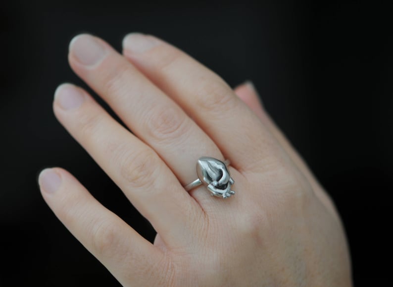 Anatomical Heart Ring, Silver Heart Ring, Gift For Her image 4