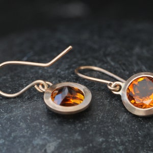 Madeira Citrine Drop Earrings in 18K Rose gold, Orange Gemstone Earrings image 5