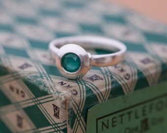 Emerald Ring in Silver Medieval Design Ring - Handmade to Order