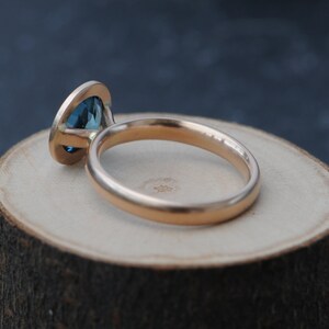 Blue Topaz Halo Ring in 18K Rose Gold London Blue Topaz Engagement Ring image 2