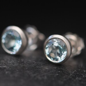 Blue Topaz Stud Earrings in Silver 7mm Stud Earrings image 2