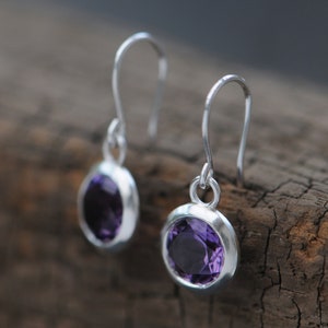 Purple Amethyst Round Drop Earrings Purple Gemstone Earrings image 4
