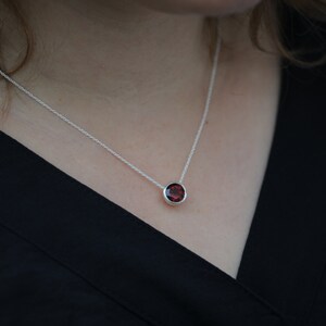 Christmas Gift for Her, Red Garnet Necklace, Red Gemstone Pendant in Silver image 2