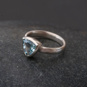 Pale Blue Topaz Trillion Ring Blue Gemstone Engagement Ring, Gift For Her