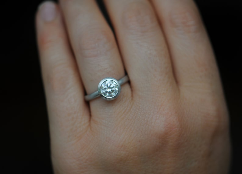 Ethical Ring Moissanite Engagement Ring in Platinum Conflict Etsy