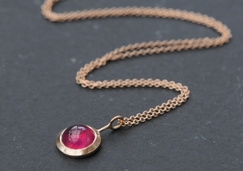 Ruby Cabochon Gold Necklace Ruby Necklace in 18k Gold 18K Rose Gold