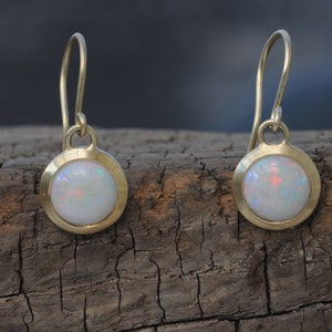 Opal Drop Earrings in 18K Gold, Gift For Her Opal Dangle Earrings