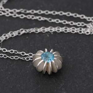 Gift For Her Sea Urchin Necklace, Blue Gemstone Necklace in Silver