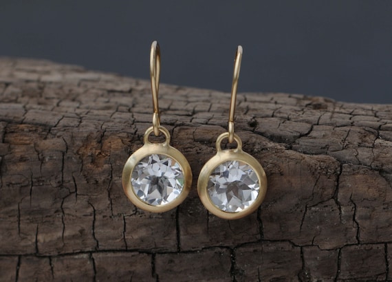 White topaz drop earrings sale
