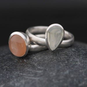 Moonstone Stacking Ring, Silver Stacking Rings, Gift For Her image 4