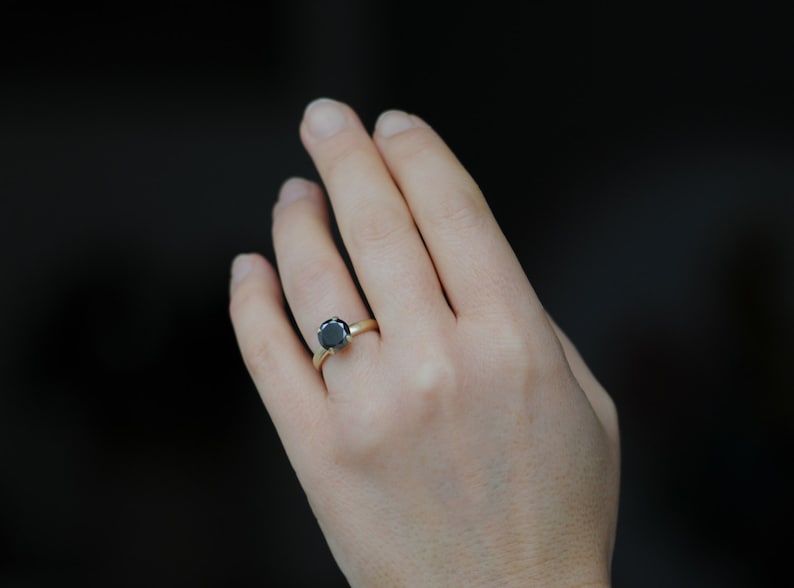 black diamond solitaire ring