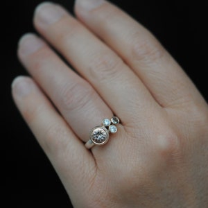 Gift For Her, Morganite Engagement Ring with Diamonds and Sapphire, 9K Rose Gold Cluster Ring image 2