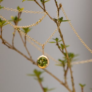 Peridot Necklace in 18K Gold, Gift For Her Green Gem Pendant image 4