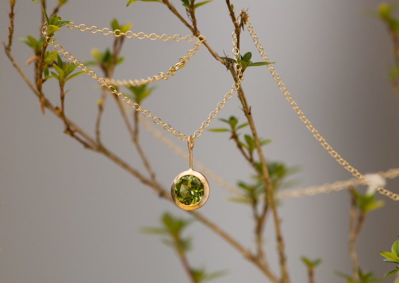 Peridot Necklace in 18K Gold, Gift For Her Green Gem Pendant image 4