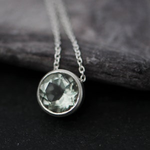 Gift For Her Green Amethyst Pendant, Green Gemstone Necklace in Silver image 1