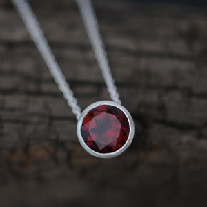 Christmas Gift for Her, Red Garnet Necklace, Red Gemstone Pendant in Silver image 5