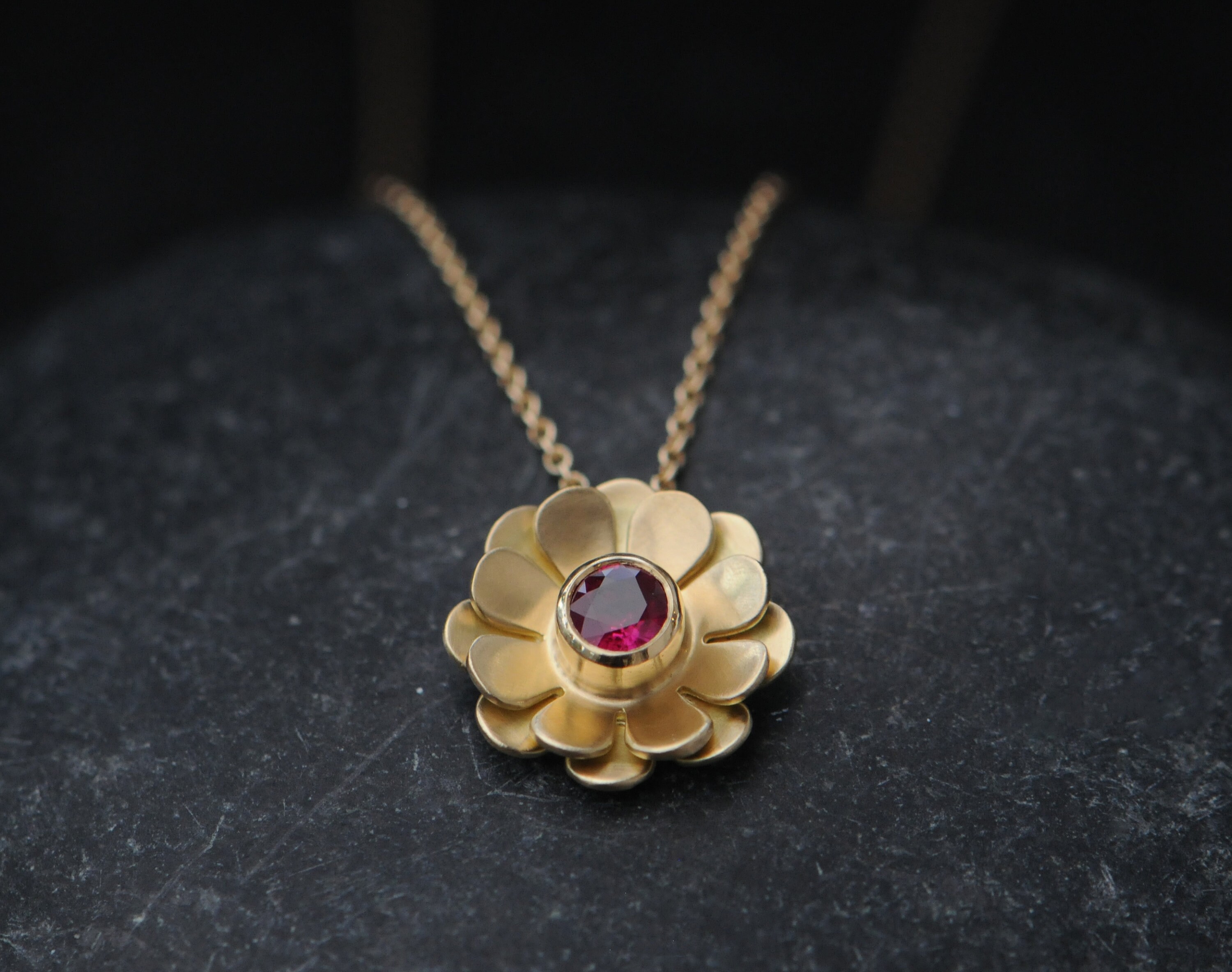 Ruby flower necklace deals