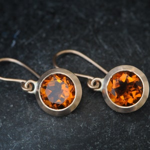 Madeira Citrine Drop Earrings in 18K Rose gold, Orange Gemstone Earrings image 3