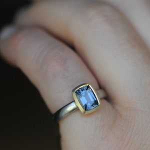 Spinel Engagement Ring 18K Gold, Cushion Cut Gray Spinel Ring, Gift For Her