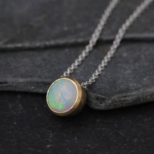 Opal Necklace in 18K Gold, Gift For Her Opal Pendant