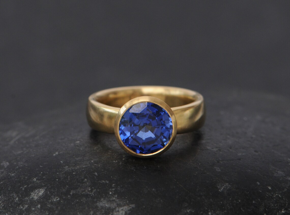 Big Lab Grown Blue Sapphire Ring 3 Carat Sapphire Ethical Etsy