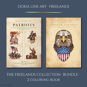 13 Colonies Coloring Book Bundle | Printable Patriots & Animal Zendoodle | 2 Books Digital Download | 4th of July Gift