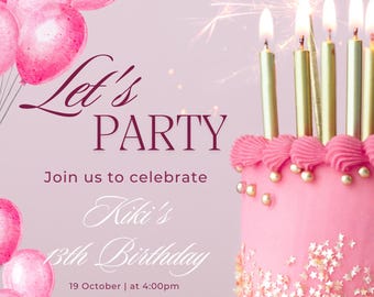 Pink Birthday invitation
