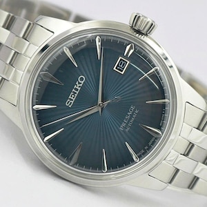 Vintage Seiko Presage Automatic Japan Men’s Watch | 41mm Blue Sunburst Dial | Refurbished | Classic Dress Watch | Gift for Him -04
